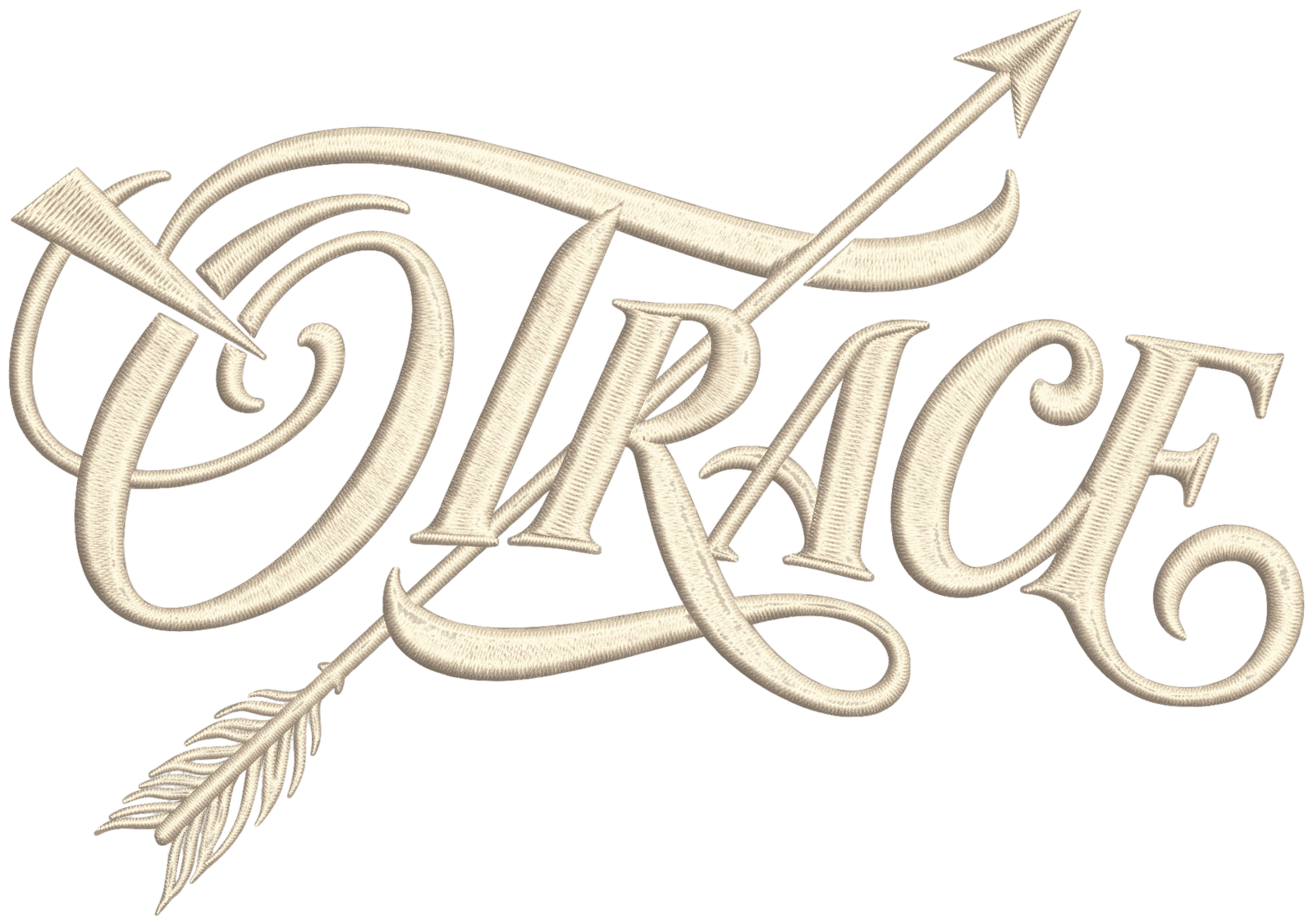 The OTRACE wordmark embroidered in cream thread