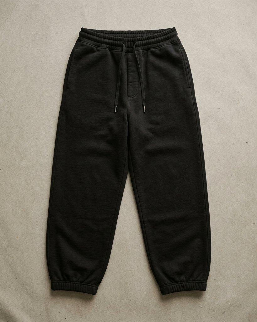 OTRACE wide-leg sweatpant in Onyx Black, flat lay